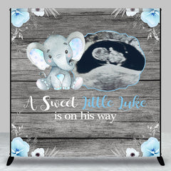 Lofaris Custom Name Ultrasound Elephant Baby Shower Backdrop