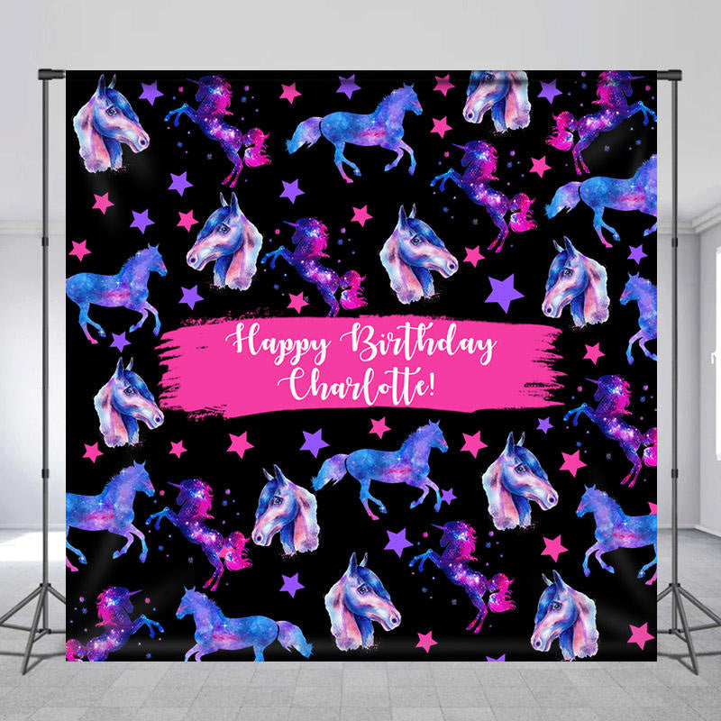 Lofaris Custom Name Unicorn Dreamy Star Birthday Backdrop