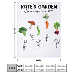 Lofaris Custom Name Vegetables Garden White Blanket For Gift