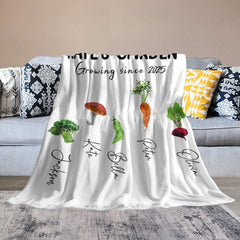 Lofaris Custom Name Vegetables Garden White Blanket For Gift