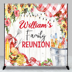 Lofaris Custom Name Wooden Floral Family Reunion Backdrop