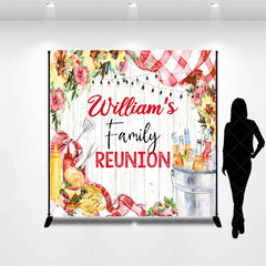 Lofaris Custom Name Wooden Floral Family Reunion Backdrop