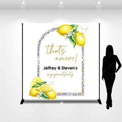 Lofaris Custom Name Yellow Lemon Engagement Party Backdrop