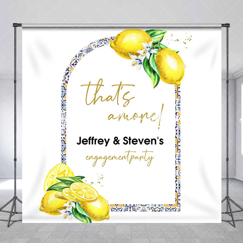 Lofaris Custom Name Yellow Lemon Engagement Party Backdrop