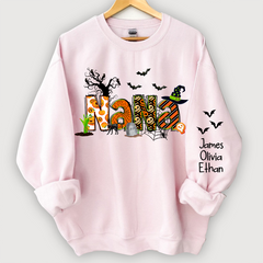 Lofaris Custom Nana And Grandkids Halloween Sweatshirt