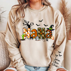 Lofaris Custom Nana And Grandkids Halloween Sweatshirt