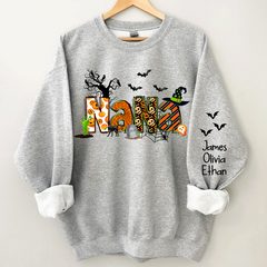 Lofaris Custom Nana And Grandkids Halloween Sweatshirt