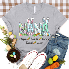 Lofaris Custom Nana And Kids Rabbit Carrot Easter T-Shirt