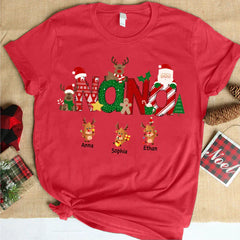 Lofaris Custom Nana Christmas Alphabet Reindeer T-Shirt