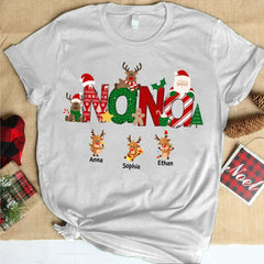 Lofaris Custom Nana Christmas Alphabet Reindeer T-Shirt