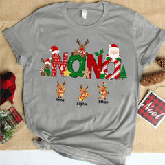 Lofaris Custom Nana Christmas Alphabet Reindeer T-Shirt