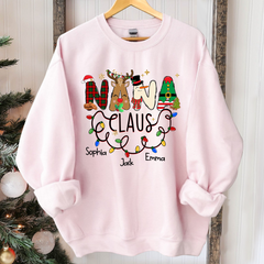 Lofaris Custom Nana Claus Grandkids Merry Christmas Sweatshirt