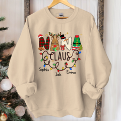 Lofaris Custom Nana Claus Grandkids Merry Christmas Sweatshirt