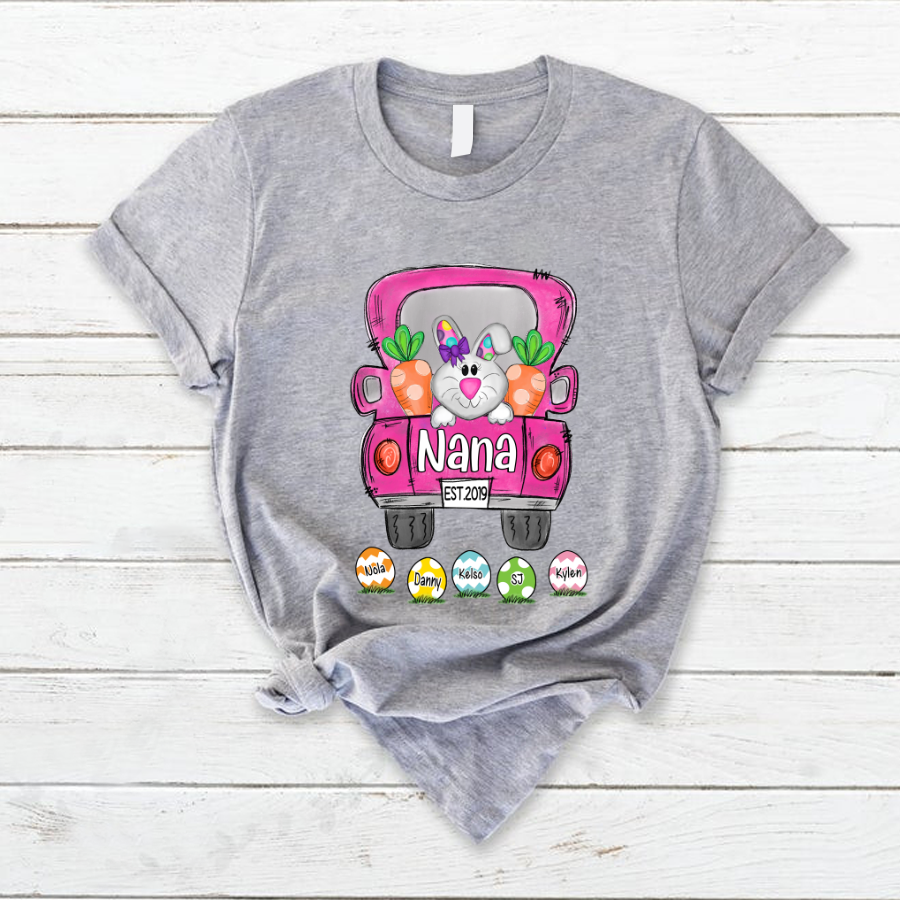 Lofaris Custom Nana Est Bunny Easter Truck Eggs T-Shirt