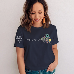 Lofaris Custom Nana Flower and Grandkids Mothers day T-Shirt