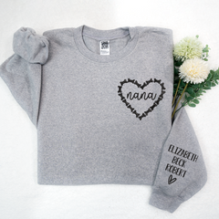 Lofaris Custom Nana Heart Embroidered Halloween Sweatshirt