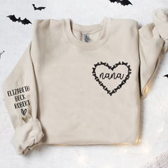 Lofaris Custom Nana Heart Embroidered Halloween Sweatshirt