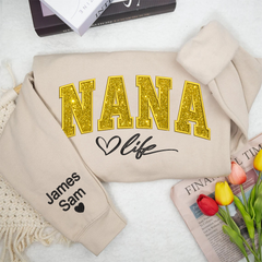 Lofaris Custom Nana Life Yellow Glitter Grandma Sweatshirt