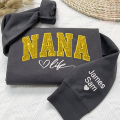 Lofaris Custom Nana Life Yellow Glitter Grandma Sweatshirt