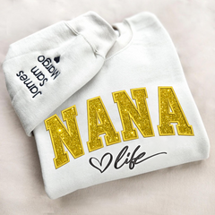 Lofaris Custom Nana Life Yellow Glitter Grandma Sweatshirt