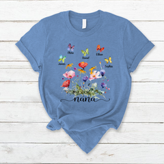 Lofaris Custom Nana Wildflowers Butterfly Mothers Day T-Shirt