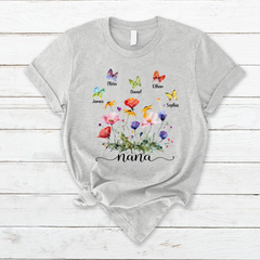 Lofaris Custom Nana Wildflowers Butterfly Mothers Day T-Shirt