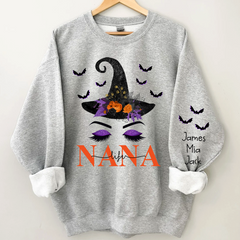 Lofaris Custom Nana Witch Grandkids Halloween Sweatshirt