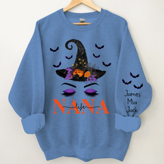 Lofaris Custom Nana Witch Grandkids Halloween Sweatshirt