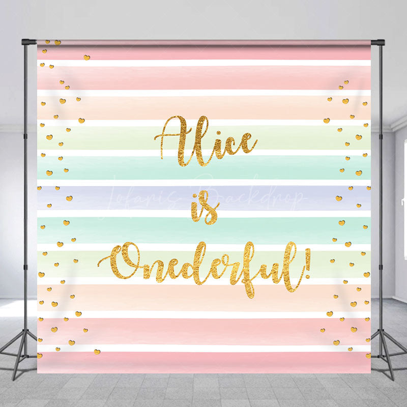 Lofaris Custom Onederful Colorful Stripes Birthday Backdrop