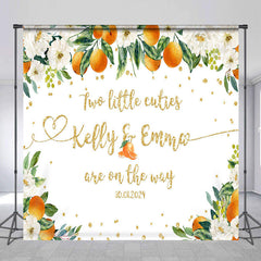 Lofaris Custom Orange Cuties Twins Baby Shower Backdrop