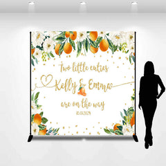 Lofaris Custom Orange Cuties Twins Baby Shower Backdrop