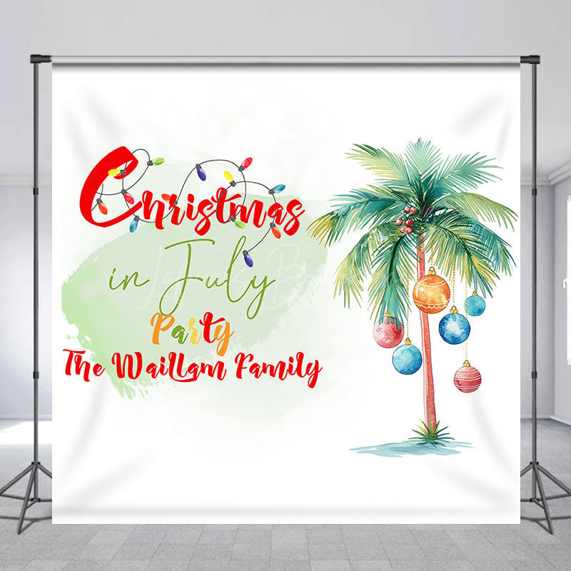 Lofaris Custom Palm Trees Family Christmas In July Backdrop