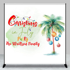 Lofaris Custom Palm Trees Family Christmas In July Backdrop