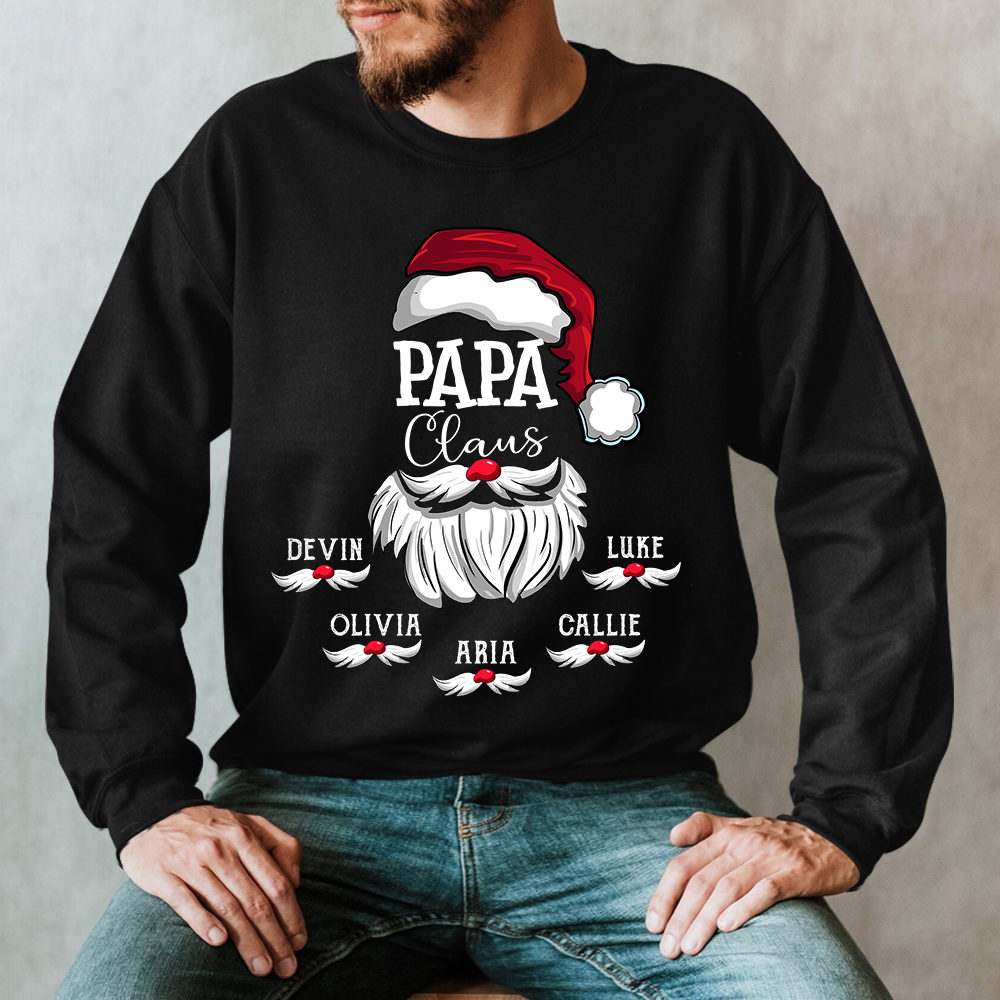 Lofaris Custom Papa Claus Santa Kids Christmas Sweatshirt