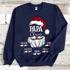 Lofaris Custom Papa Claus Santa Kids Christmas Sweatshirt