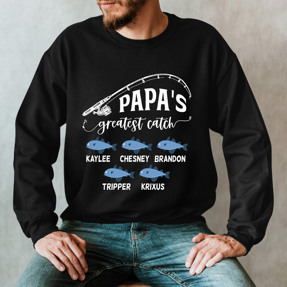 Lofaris Custom Papa Fishing Fathers Birthday Gift Sweatshirt