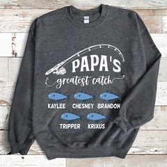 Lofaris Custom Papa Fishing Fathers Birthday Gift Sweatshirt