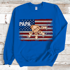 Lofaris Custom Papa Flag Hand And Grandkids Gift Sweatshirt