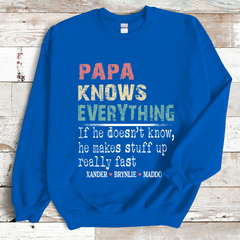 Lofaris Custom Papa Knows Everything Grandkids Sweatshirt