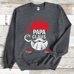 Lofaris Custom Papa Santa Claus Kids Christmas Sweatshirt