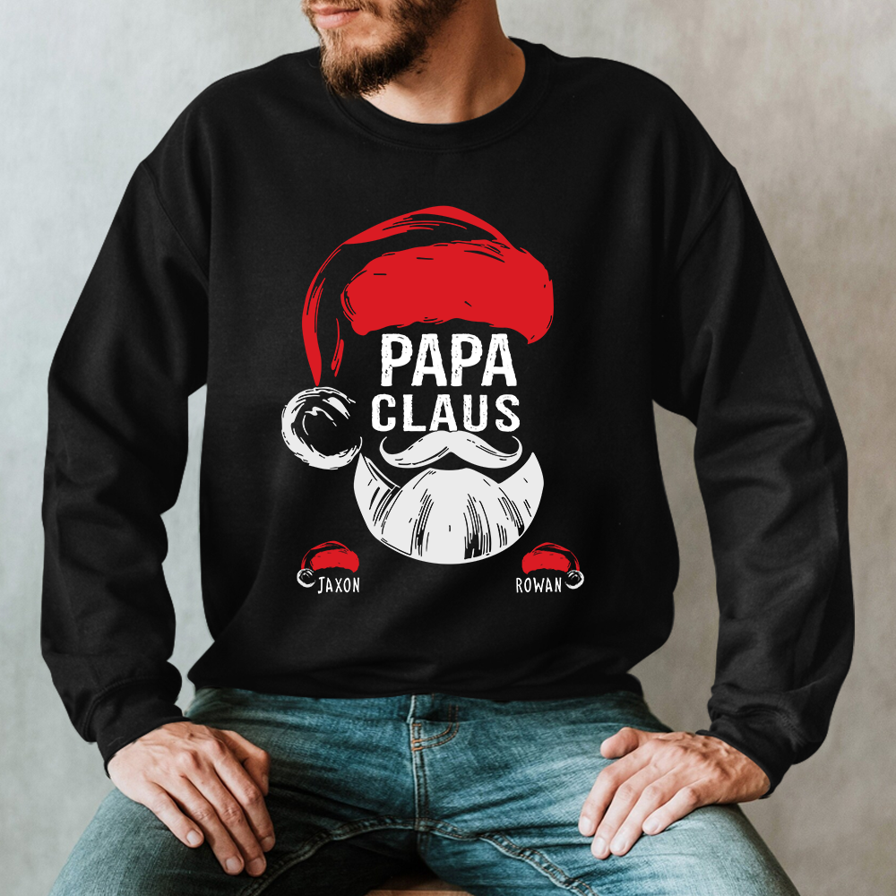 Lofaris Custom Papa Santa Claus Kids Christmas Sweatshirt