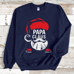 Lofaris Custom Papa Santa Claus Kids Christmas Sweatshirt