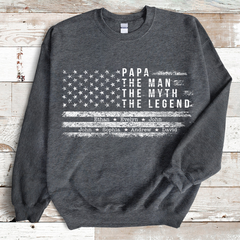 Lofaris Custom Papa the Man Myth Legend Kids Sweatshirt