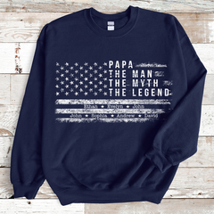 Lofaris Custom Papa the Man Myth Legend Kids Sweatshirt