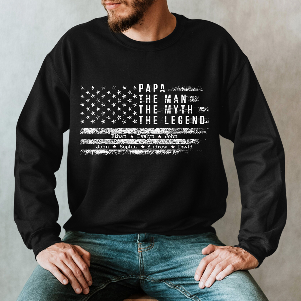 Lofaris Custom Papa the Man Myth Legend Kids Sweatshirt