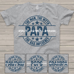 Lofaris Custom Papa The man myth Fathers Day T - Shirt