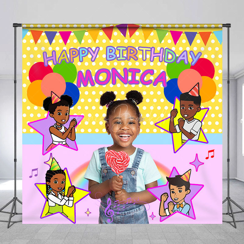 Lofaris Custom Photo Balloons Rainbow Girl Birthday Backdrop