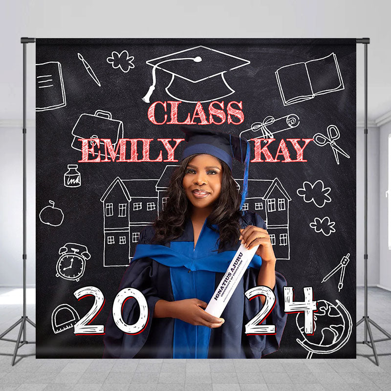 Lofaris Custom Photo Blackboard Graduation 2024 Backdrop