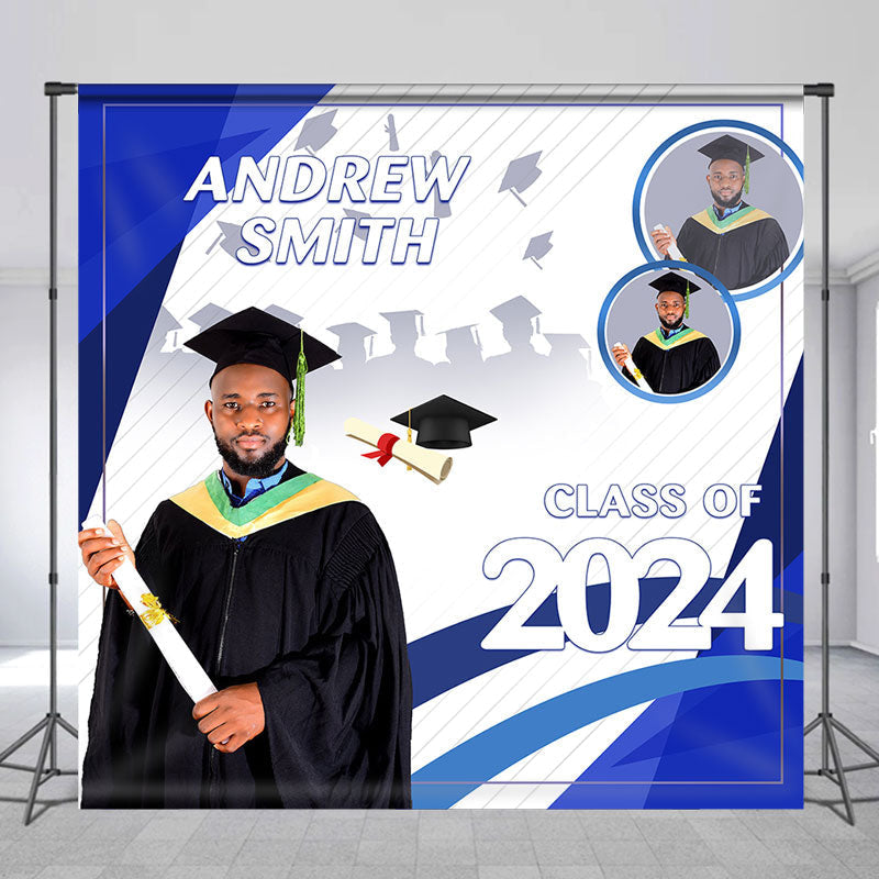 Lofaris Custom Photo Blue Class of 2024 Graduation Party Backdrop