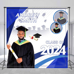 Lofaris Custom Photo Blue Class of 2024 Graduation Party Backdrop